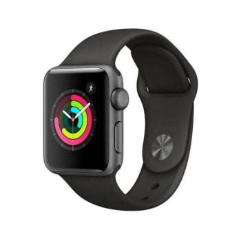 Apple Watch Series 3 GPS - 38 mm – Caixa cinza-espacial de alumínio com pulseira esportiva preta