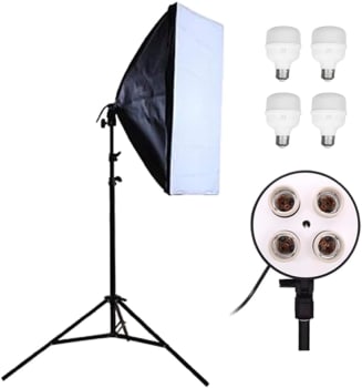 Kit Soft Box Quadruplo 50 X 70 + Tripé 2m + 4 Lampadas LED