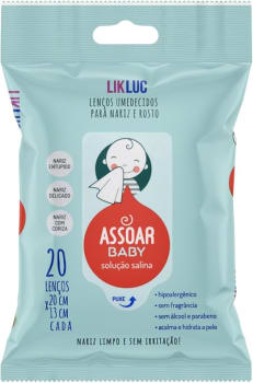 AssoarBaby LENÇOS umedecidos com solução salina, Likluc, Branco, Tamanho Único