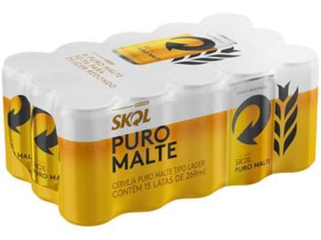 Cerveja Skol Puro Malte Lager 269ml - 15 Unidades