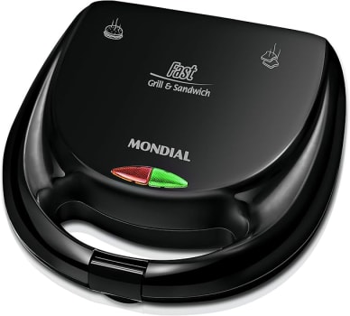 Sanduicheira Fast Grill e Sandwich, Mondial, Preto, 750W, 110V - S-12