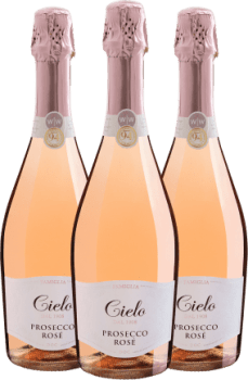 Kit 3 Famiglia Cielo dal 1908 Rosé Extra Dry Prosecco por R$69,90 cada garrafa