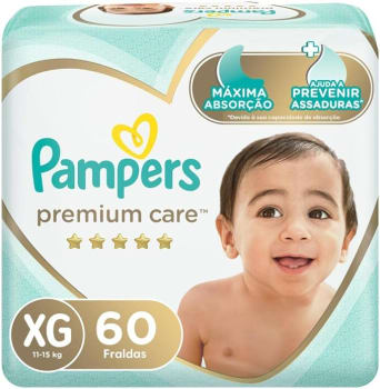 2 Unidades - Pampers Fralda Premium Care Xg 60 Unidades