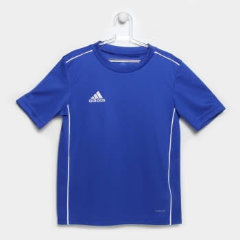 Camiseta Infantil Adidas Core 18 - Azul e Branco