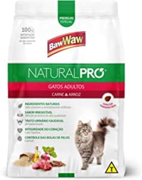 Ração Baw Waw Natural Pro para gatos adultos sabor Carne e Arroz - 1kg