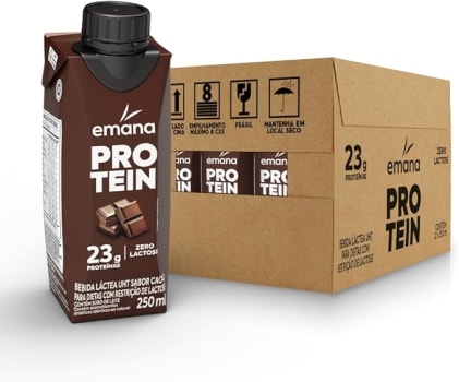 Emana Protein Bebida Proteica Sabor Cacau Sem açúcar - 12 Unidades de 250ml