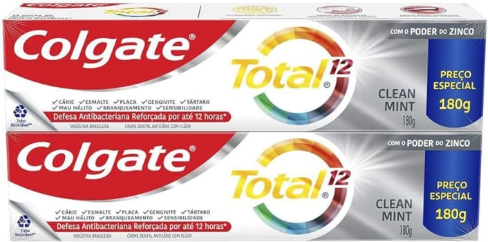 Creme Dental Colgate Total 12 Clean Mint 2 unidades de 180g