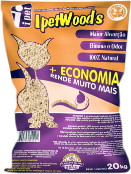 Granulado Higiênico de Madeira IPET Wood'S para Gatos 20kg