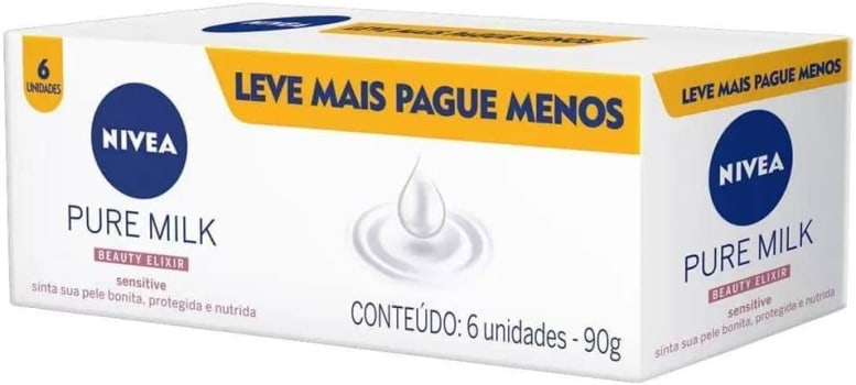 NIVEA Sabonete em Barra Pure Milk Sensitive Promo 6 unidades 90g