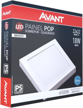 Painel Led Luminária Plafon de sobrepor 22cm, 18w, 6500k-Luz branca, bivolt, Avant