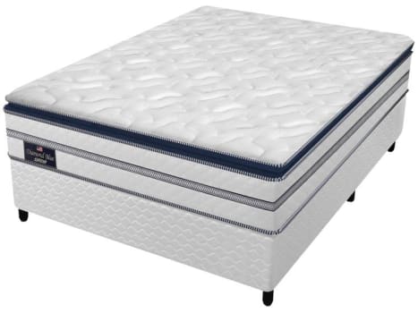 Cama Box Casal (Box + Colchão) Gazin de Mola - 59cm de Altura Diamond Blue - Cama Box Casal