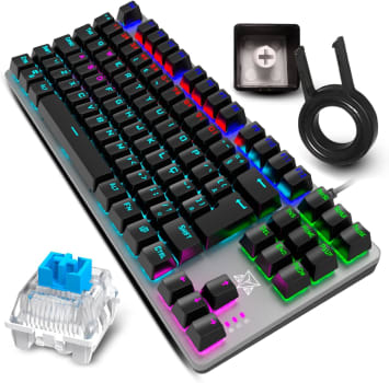 Teclado Gamer Mecânico PC Computador Adamantiun Mini Shuriken Tkl Switch Blue Led Rainbow ABNT2 Double Injection