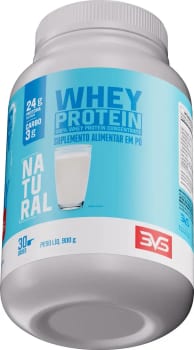 100% Whey Concentrado Com 24g De Proteína Por Dose - 900g. Sabor Natural