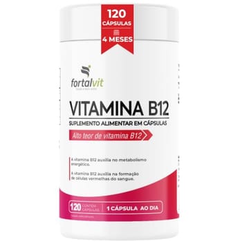 Vitamina B12 Ativa (metilcobalamina) Longa Duração: 4 Meses de Uso, 120 Cápsulas,Fortalvit