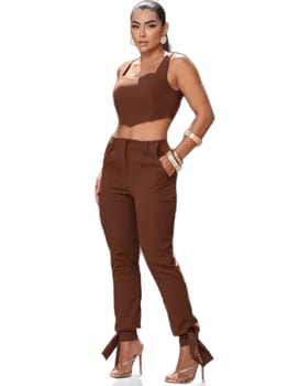 Conjunto Feminino Alfaiataria Cropped Calça Social Elegante