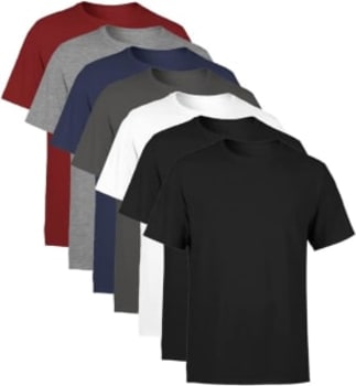 Kit 7 Camisetas Masculina Manga Curta Lisa Algodão Premium