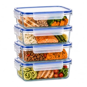 Kit 4 Potes de Vidro Borossilicato Hermético com Tampa 1040ML Marmita vidro- Armazenamento Seguro e Conservação de Alimentos - Organizador para