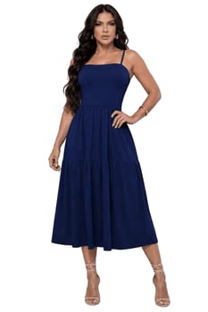 Vestido Midi Feminino Alcinha Viscolycra Soltinho Elegante