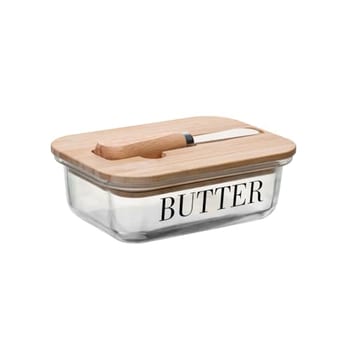 WOLFF - Manteigueira com Espátula e Tampa de Bambu Basic 15cm x 11cm x 5cm Vidro