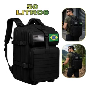 Mochila Tática 50 Litros Impermeável Militar Bolsa Grande Reforçada Resistente A Prova De Água Táctica Masculina Feminina Bolsa Viagem Trilha Camping