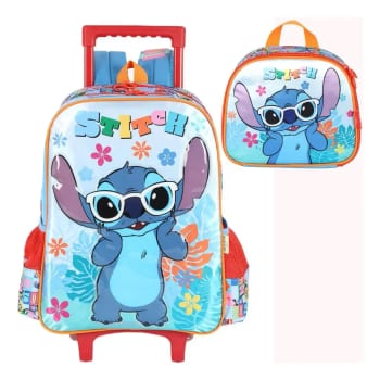 Kit Mochilete Com Rodas E Lancheira Luxcel Stitch Ic42392sc