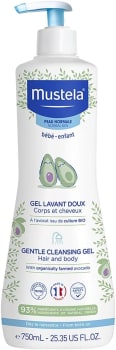 Mustela BR Gel Lavante Suave Com Abacate Orgânico 750Ml - Sabonete Líquido Corpo e Cabelo Para Bebês, 93% De Ingredientes De Origem Natural, Fórmula Biodegradável