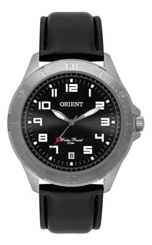 Relógio Orient Masculino Couro - Mbsc1032 G2px Cor da correia Preto