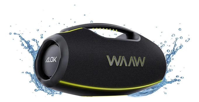 Caixa de Som Boombox Waaw by Alok Hyperboom 1000 Bluetooth À Prova d'Água 180W RMS Até 12h de Autonomia