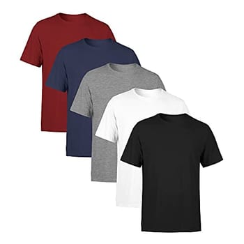 Kit 5 Camisetas Masculina Lisa Premium 100% Algodão (BR, Alfa, M, Regular, Preto, Branco, Cinza, Marinho, Vinho)
