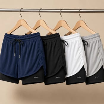 Kit 4 Short Fitness Feminino 2 Em 1 Compressão Cintura Alta