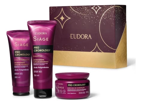 Shampoo, condicionador e máscara Eudora Siàge Pro Cronology hidratação de 450ml
