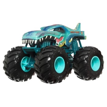 Veículo Hot Wheels Monster Trucks Mega Wrex Mattel. Caminhão com aprox. 20 cm e visual selvagem para desafios. Indicado para crianças a partir de 3