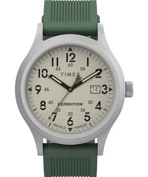Timex Relógio masculino Expedition Scout 40 mm - pulseira verde mostrador natural caixa de aço IP, Verde