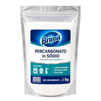 Brimil - Percarbonato de Sódio 1kg 100% Puro Tira Manchas em Pó Alvejante Biodegradável para Roupas Brancas Coloridas e Limpeza Doméstica