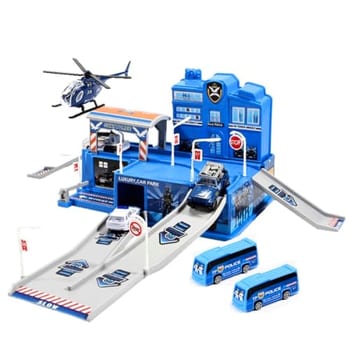 Pista de Carrinhos Infantil Garagem com Acessórios Polícia Maxi Toys