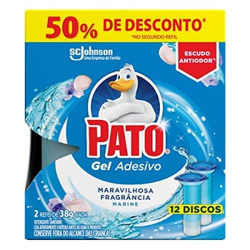 Pato Desodorizador Sanitário Gel Adesivo 2 Refis Marine, 12 Discos