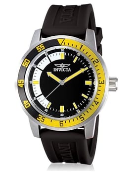 Relógio masculino Invicta Specialty de aço inoxidável, Preto/Amarelo, Standard, 12846