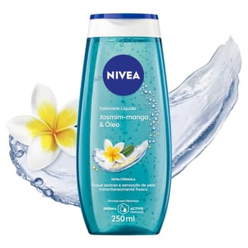 NIVEA Sabonete Líquido Frangipani & Oil 250ml, Limpeza Corporal, Pele Macia, Óleos e Vitaminas, Equilíbrio com o pH, Sensação Refrescante