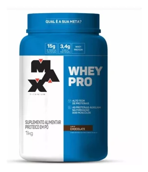 Whey Pro Concentrado Pote 1kg - Max Titanium Sabor Chocolate