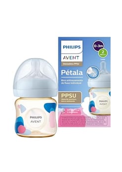 Mamadeira Philips Avent Pétala PPSU 125ml com Bico 0-3m número 2 antivazamento Fluxo Individual