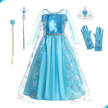 Fantasia Vestido Princesa Infantil Com Capa E Acessórios