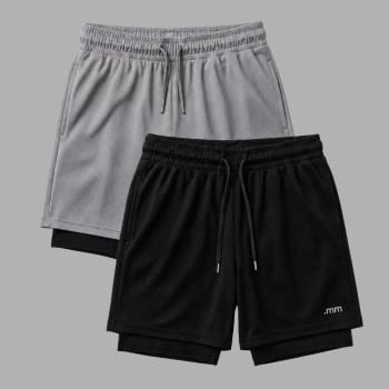 Kit 2 Bermudas 2 Em 1 Short Duplo Masculino Academia Treino