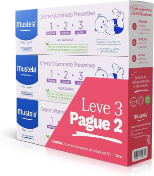 Mustela Kit Leve 3 Pague 2 Creme Preventivo De Assaduras Vitaminado 1>2>3 - Pacote Com 3X Produto 100Ml Cada - Pomada Antiassaduras Para Bebês Com Tripla Ação E 98% De Ingredientes