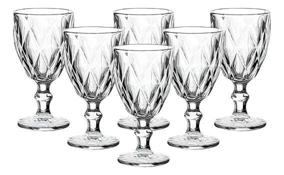 Jogo De Taças De Vidro Diamante Com 6 Peças De 340 Ml Linha Premium