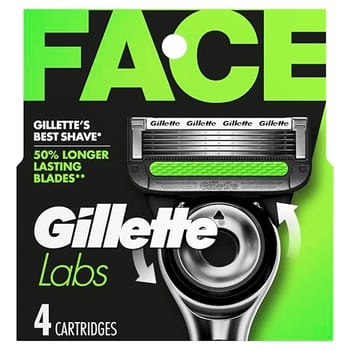 Gillette Labs — Recargas de lâmina de barbear masculinas compatíveis com lâminas Gillette Labs – 4 cartuchos com barra esfoliante