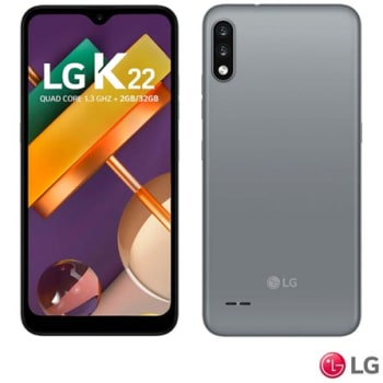 Smartphone LG K22 Titan, com Tela de 6,2", 4G, 32GB e Câmera Dupla de 13MP + 2MP - LMK200BMW