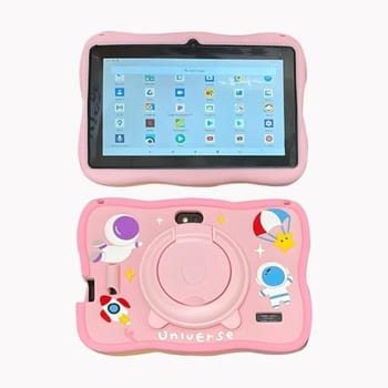 ANJGG Tablet Educativo Infantil Android 13 Tela HD 7 Polegadas com Proteção Anti-Queda Tela HD 7 Polegadas 60GB de Memória (cor-de-rosa)