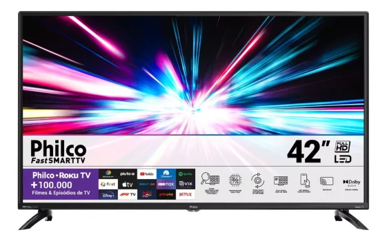 Smart Tv Led 42'' Ptv42g6fr2cpf Roku Dolby Audio Preta Philco 110V/220V