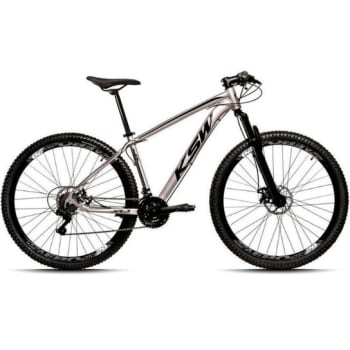 Bicicleta Aro 29 KSW 24 Vel Câmbio Traseiro Shimano Freio a Disco Bike MTB Alumínio - Prata+Preto