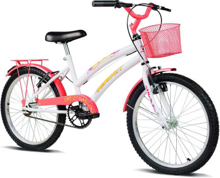 Bicicleta Juvenil Verden Breeze Aro 20 Com Cestinha e Bagageiro (Branca/Salmão)